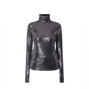 Essential Antwerp Eneck Embellished Turtleneck Top - Size Small